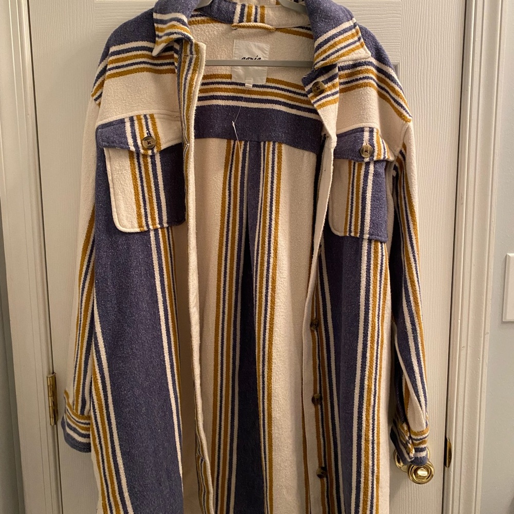 Aerie Blue and Cream Utility Jacket with Striking Stripes